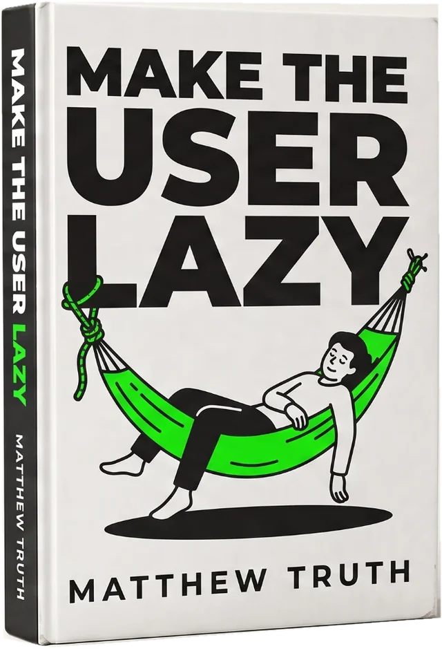 Make the User Lazy book cover: a person napping in a green hammock tied to the title